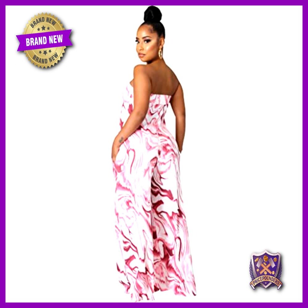 Sleeveless Pleated Jumpsuit Wide Leg Pants Casual Fashion Romper Polyester - Picture 2 of 7